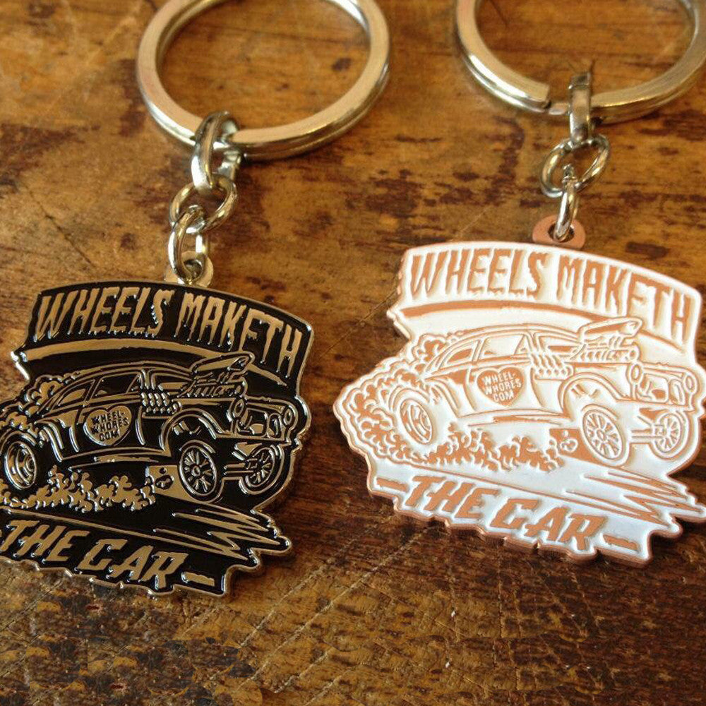Wheels Maketh (Black/Chrome) Keyring