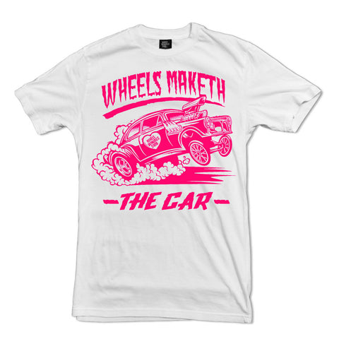 Wheels Maketh The Car Pink/White (T-Shirt)