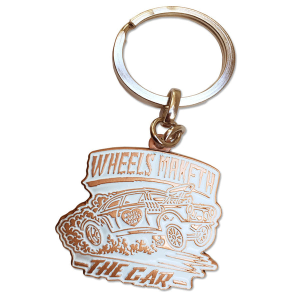 Wheels Maketh (White/Copper) Keyring